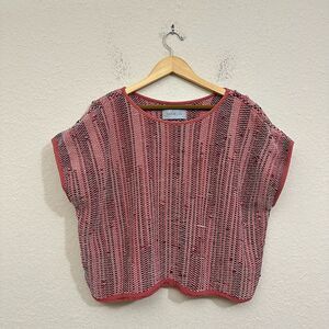 TONLE Srey Handwoven Crop Top Red Pullover Sleeveless Relaxed Boho